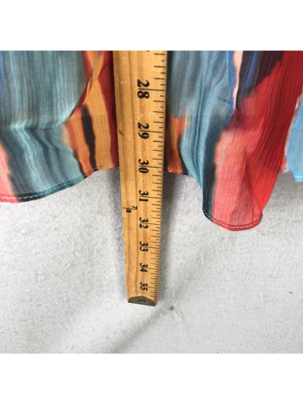 Vintage Collection Tunic Top Womens L Multicolor Abstract Ruffle Chiffon Boho - Picture 4 of 16